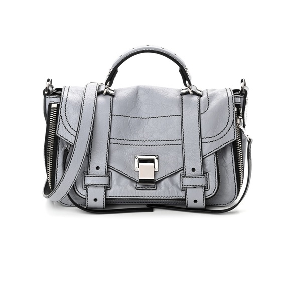 Proenza Schouler Handbags - Proenza Schouler PS1 Zip Paper Lambskin Leather Dove Grey Shoulder Bag